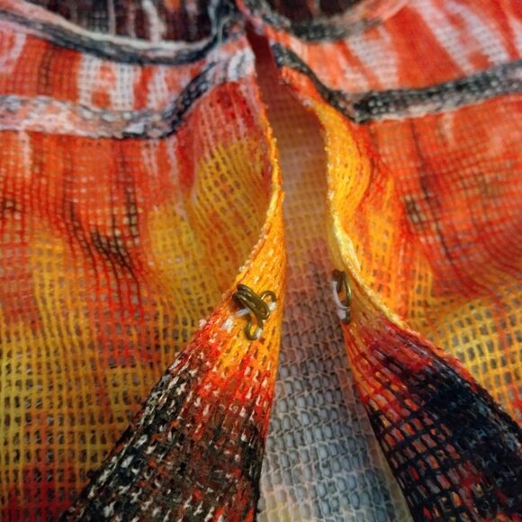 Onque Casuals Shirt Women Large Mesh Orange Yellow Brown Fall Harvest - Picture 14 of 16